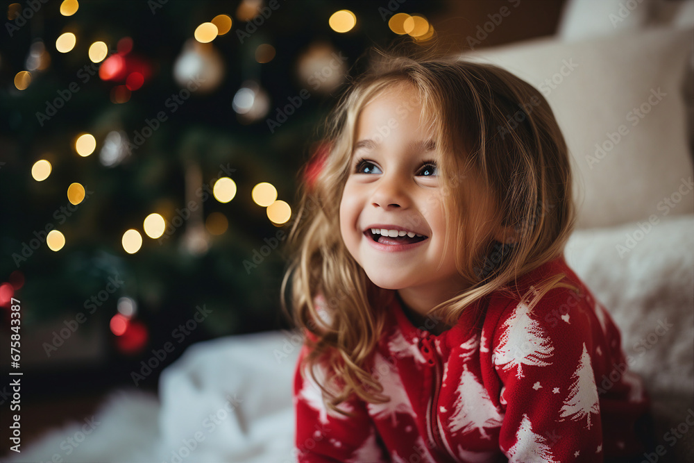 Generative AI portrait of small funny child believe in santa claus waiting christmas gifts presents Generative AI portrait of small funny child believe in santa claus waiting christmas gifts presents