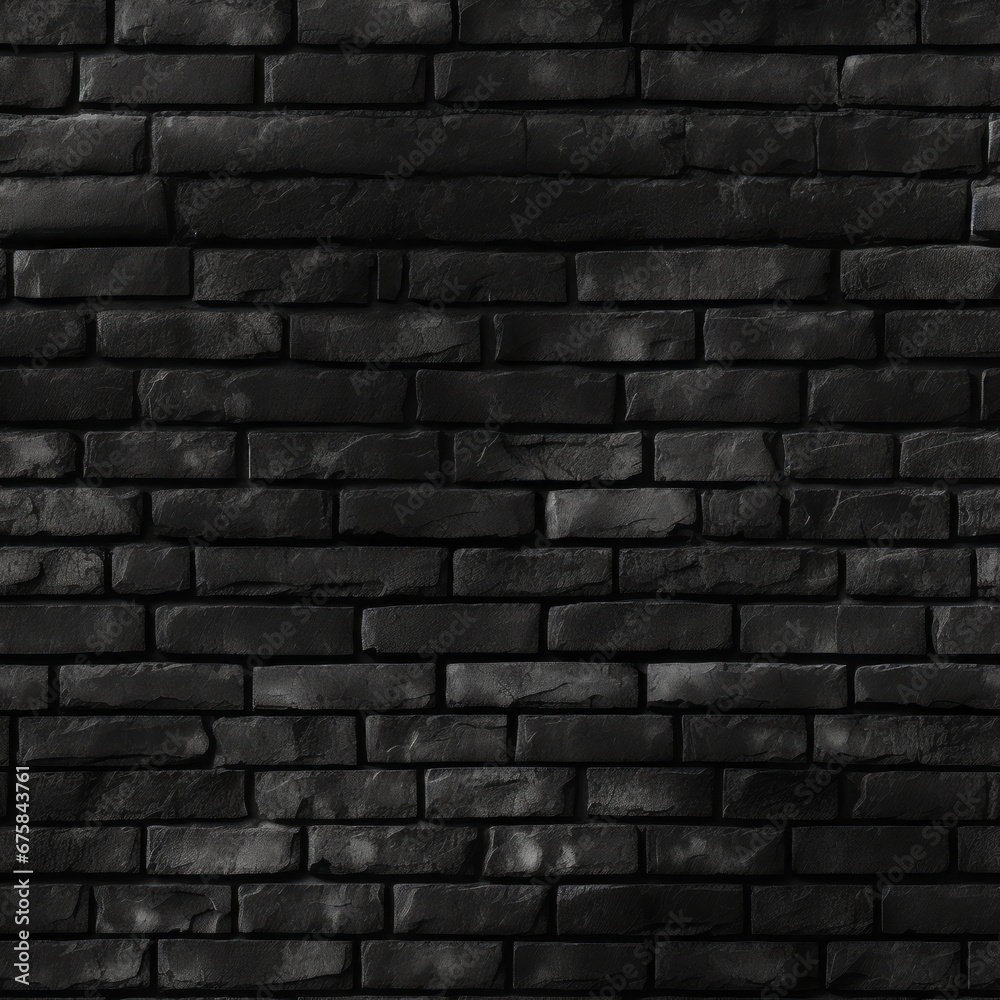 Seamless Texture of a Clean Black Brick Wall