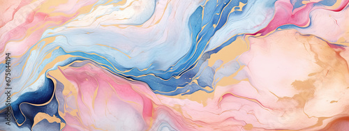The combination of watercolors, pink, blue and gold creates beautiful patterns V2