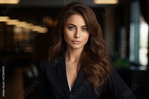 Generative AI picture portrait of amazing gorgeous office worker young woman