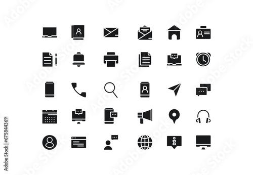 Customer Service Symbols Set, Containing customer satisfied, assistance, experience, feedback, operator and technical support icons. Solid icon collection., Vector illustration EPS10.