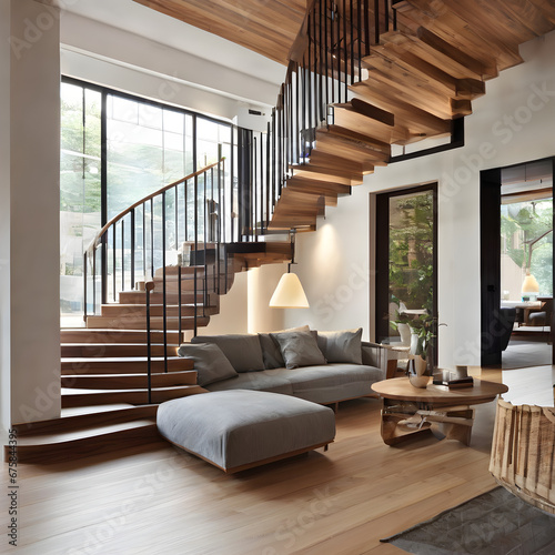 living room with staircase
