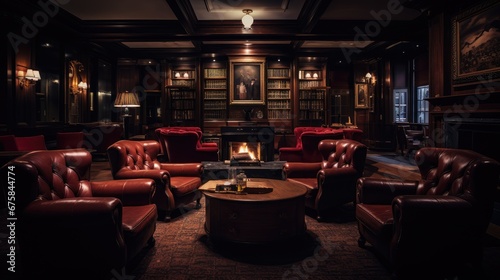 Classic society club interior. Generative AI photo