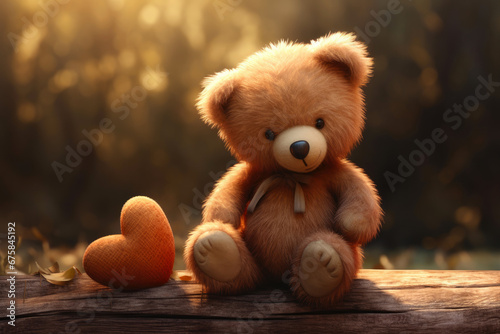 Adorable Teddy Holding Heart © AIproduction