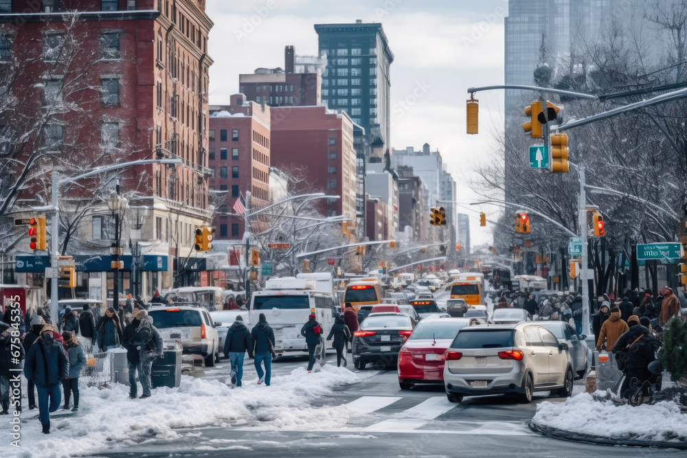 Urban Snowstorm: Downtown Commuter Chaos