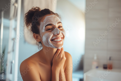 Wellness Morning: Woman Treating Her Skin