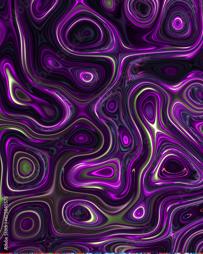 Abstract liquid space pattern art with circles and waves