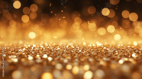 Golden Glitz: A Luxurious Christmas Background Adorned with Sparkling Glitter.