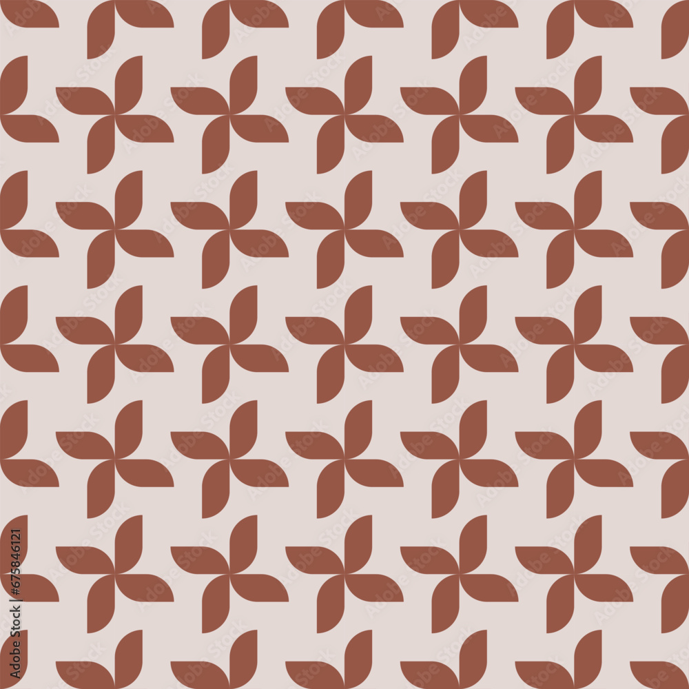 Seamless pattern, flower simple shape, brown color.