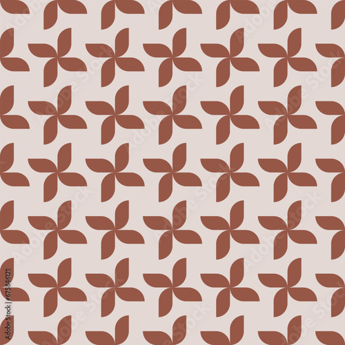 Seamless pattern  flower simple shape  brown color.