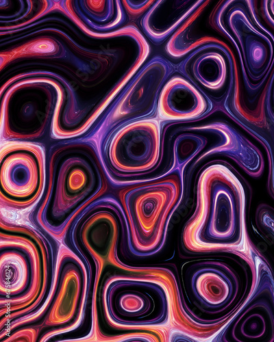 Abstract liquid space pattern art with circles and waves