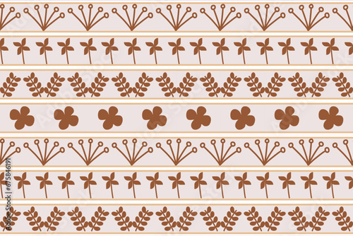 Seamless pattern, simple flower, brown color.