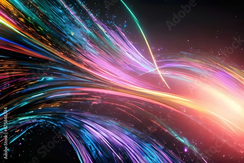 AI generated illustration of a luminous multicolor abstract big data background photo