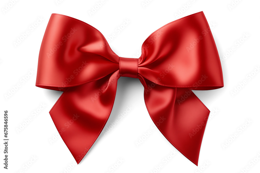 Red shiny silk bow. Satin bow.