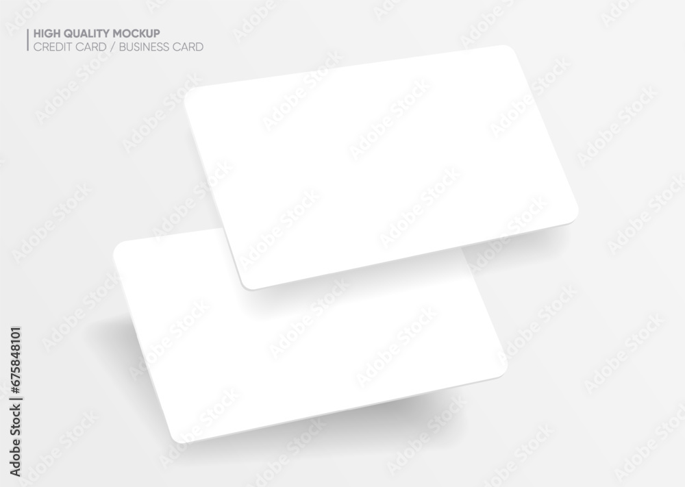 Close up two white blank business cards or credit card mockup on bright background vector EPS10 Close up two white blank business cards or credit card mockup on bright background vector EPS10