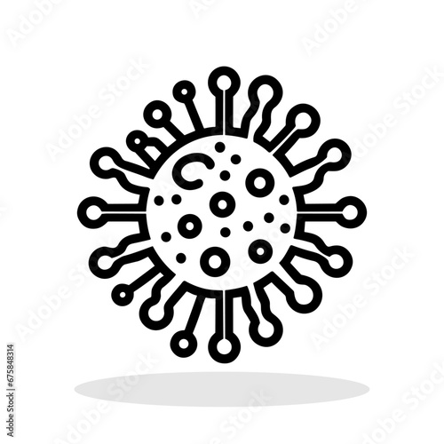 Virus icon. Linear image of a virus particle with multiple protruding spikes.