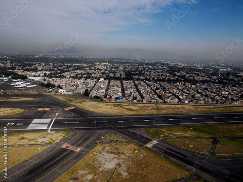 mexico city airport benito juarez aerial view landscape from airplane photo