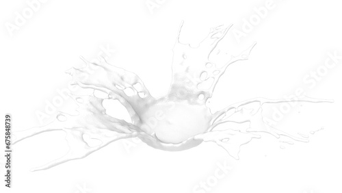 white milk splash 3d render illustration liquid wave for dairy