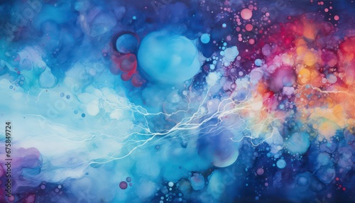 painting background that captures the feeling of cosmic wonder, using splashes of color and celestial motifs, faint color 