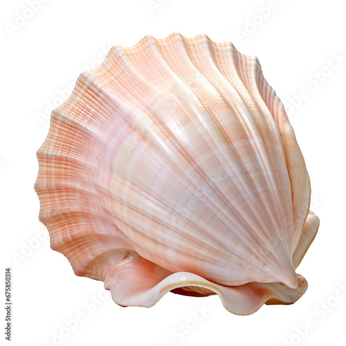 Top view of sea shell isolated on transparent white background