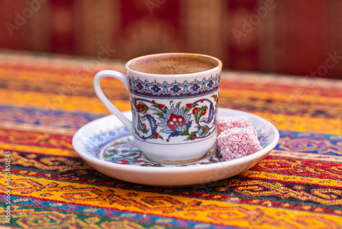 Photography Turkish Coffee (Turk Kahvesi) and Turkish Delight (Türk Lokumu) Photo, Eminonu F