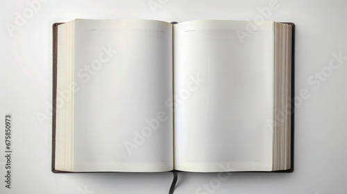 Closeup of printed single opened book isaolated on white background photo