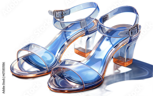 Transparent Sandals isolated on transparent background.