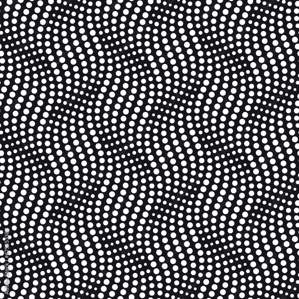Geometric composition with wavy dotted lines. Rippled vertical waves. Abstract background. Seamless repeating pattern. Black and white halftone style. Vector illustration. Geometric composition with wavy dotted lines. Rippled vertical waves. Abstract background. Seamless repeating pattern. Black and white halftone style. Vector illustration.