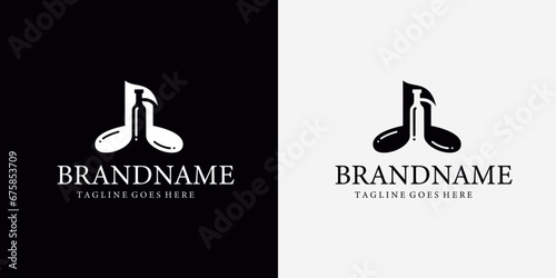 Musical note logo with a wine bottle silhouette in the middle