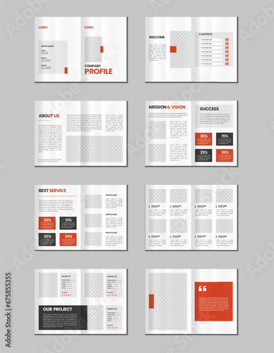 Company profile, multipage flyer brochure, 16 pages portfolio magazine, annual report, catalog and a4 multipage template design