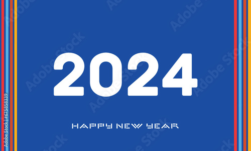 Happy New Year 2024 Blue Background.