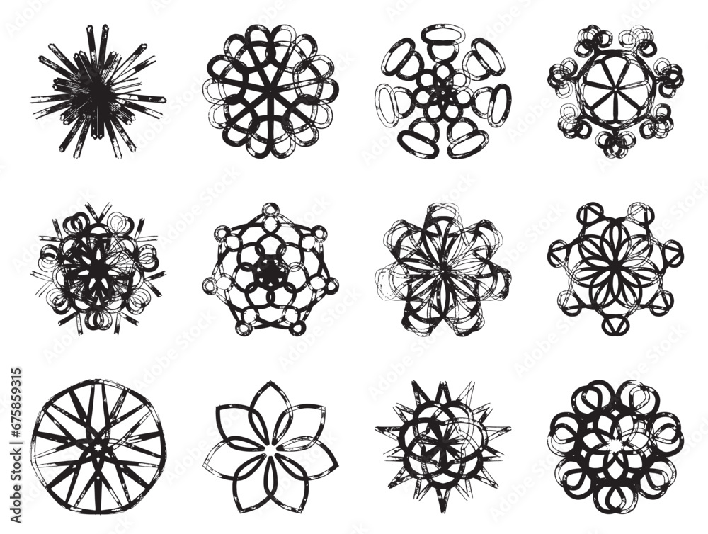 Mandala Set Vector Silhouette. Chakra Pack Mandala Set Vector Silhouette. Chakra Pack