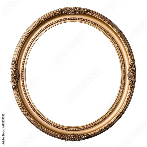 Oval golden frame with a decorative pattern, cut out