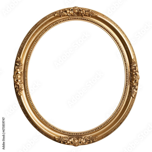 Oval golden frame with a decorative pattern, cut out