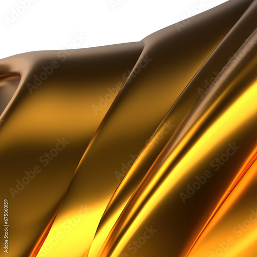 Isolated metal organic plate expressing gold contemporary Bezier curve artistry Elegant Modern 3D Rendering abstract background High quality 3d illustration