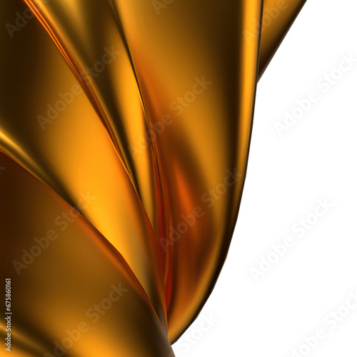 Modern Art Curve Isolated Metal Organic Plate Made of Gold Bezier Curves Elegant Modern 3D Rendering Abstract Background High quality 3d illustration
