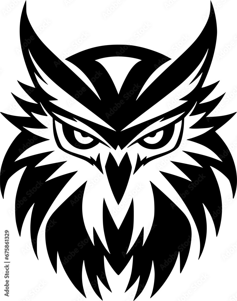 Owl | Black and White Vector illustration