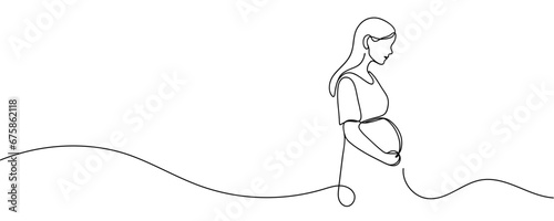 pregnant woman drawn in one line style. Vector illustration