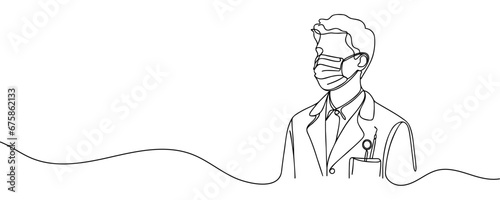 Orthodontist doctor dentist silhouette drawing drawn in one line style. Vector illustration