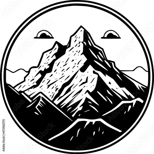 Mountain Range - Black and White Isolated Icon - Vector illustration