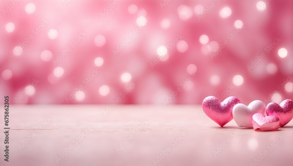 Fototapeta premium valentines background with hearts heart, love, valentine, pink, holiday, card, day, decoration, light, vector, design, illustration, celebration, romantic, romance, red, wallpaper, 