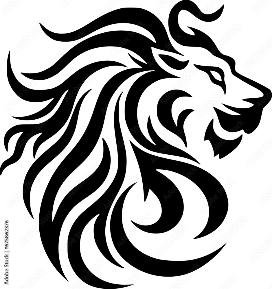 Lion - Black and White Isolated Icon - Vector illustration