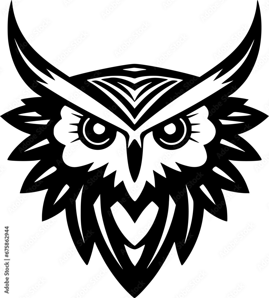Obraz premium Owl | Black and White Vector illustration
