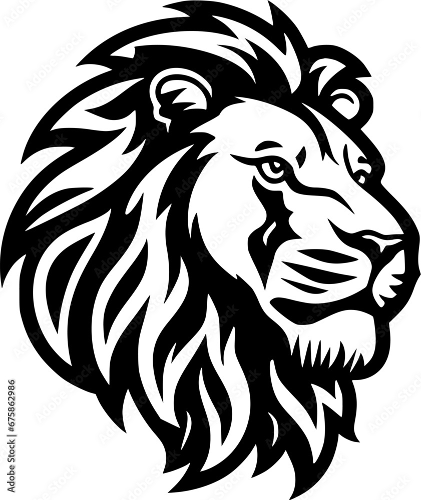 Fototapeta premium Lion | Black and White Vector illustration