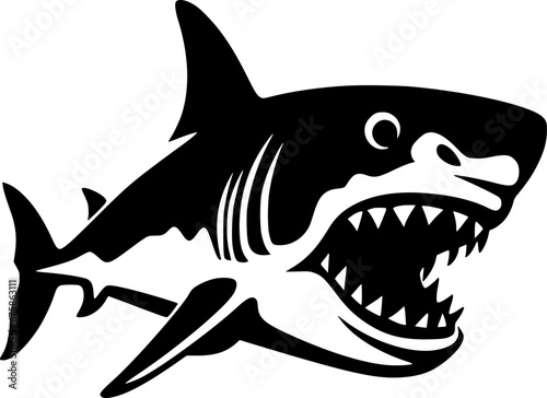 Shark - Black and White Isolated Icon - Vector illustration © CreativeOasis