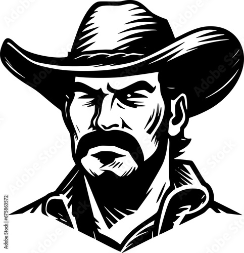 Cowboy - Black and White Isolated Icon - Vector illustration