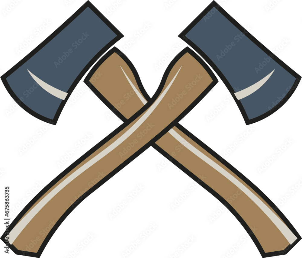Cartoon Crossed Axes Vector Illustration