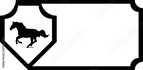 Black Galloping Horse Emblem Shield vector