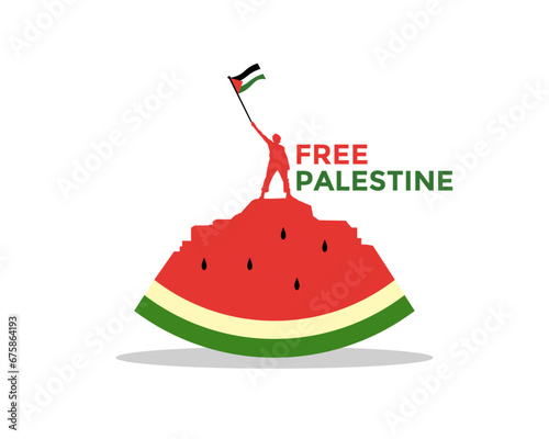 Watermelon For Symbol Support Palestine With Patriot And Flag