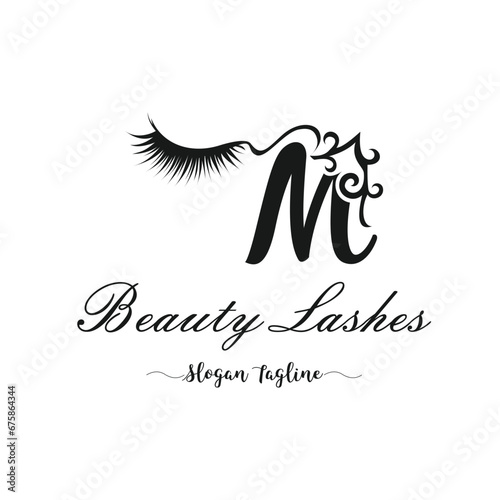 BEAUTY EYELASH EXTENTION LOGO WITH LETTER DESIGN